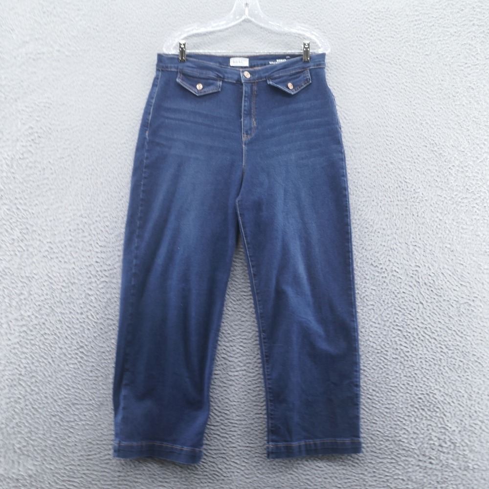 Nicole Miller Womens Nomad Super High Rise Wide Leg Jeans 12 Blue Medium Wash
